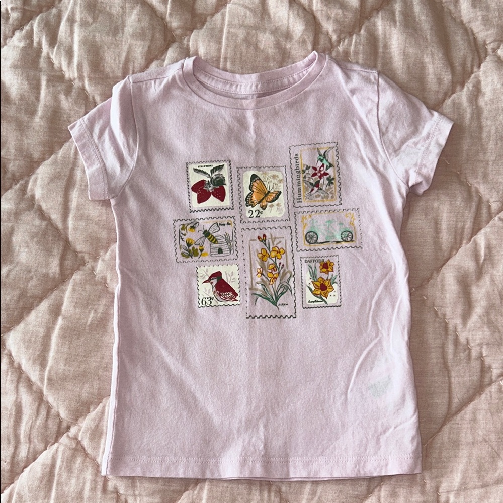 Crewcuts Pink Toddler XXS (2-3T) T-Shirt with Stamp Design